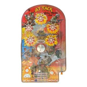 VTG Wolverine Toy Co Metal Pinball Machine Military Attack Action Marble Game
